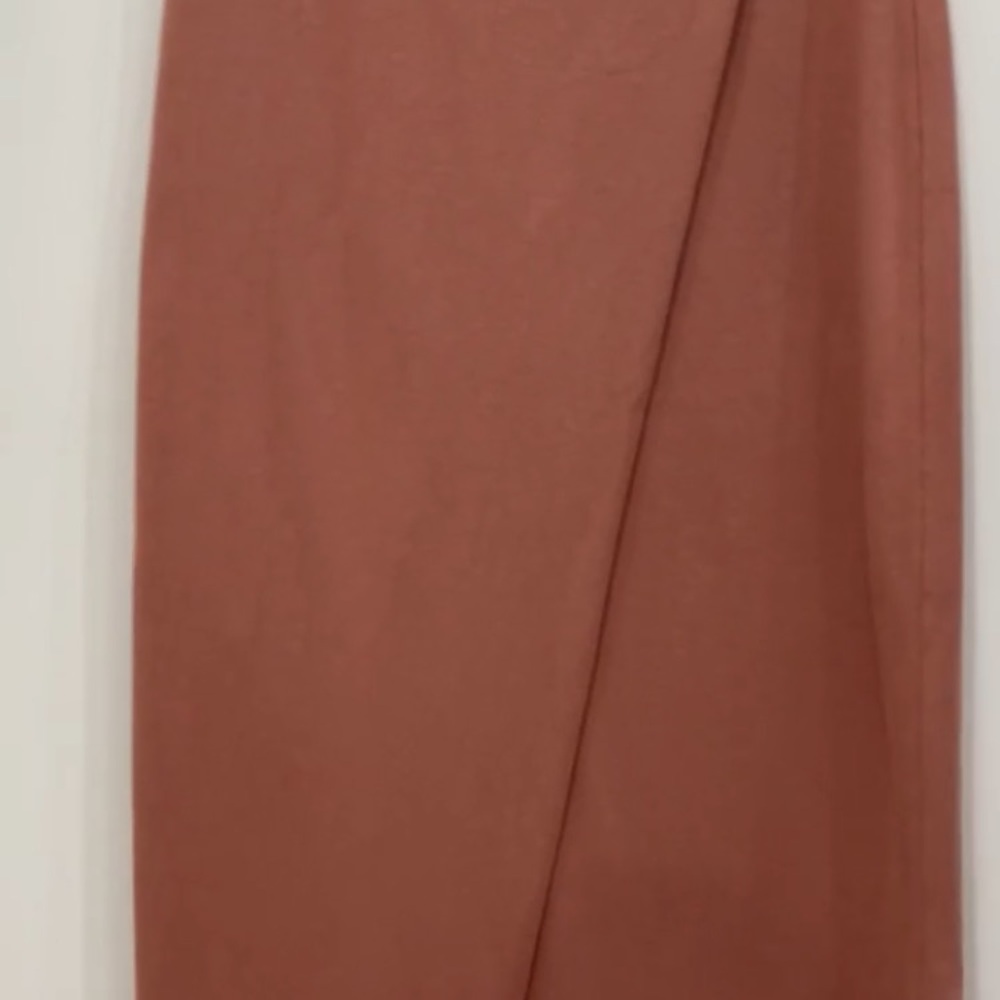 VINCE NWOT CLAY COLOR FAUX WRAP SOFT COTTON BLEND MIDI SKIRT SZ LARGE - Picture 4 of 11